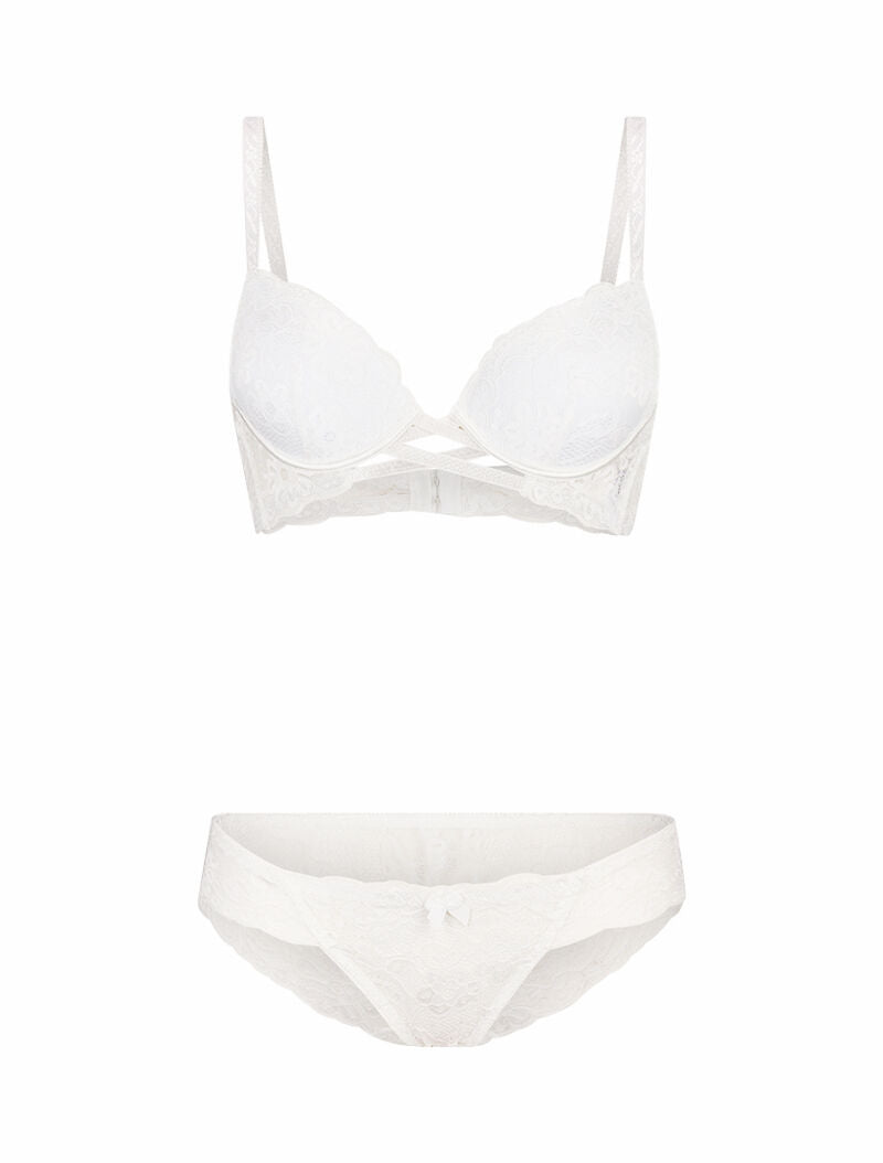 Ensemble en dentelle et à lanières - blanc - 1