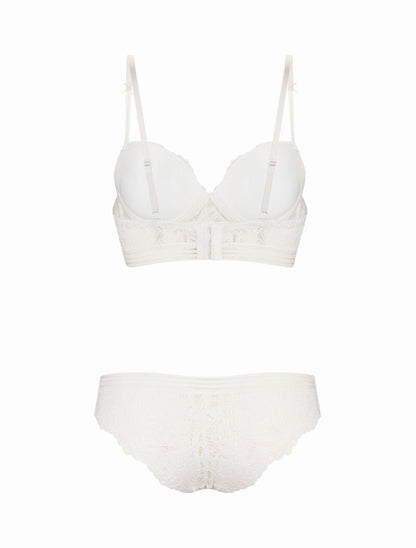 Ensemble en dentelle et à lignes ajourées - blanc - 2