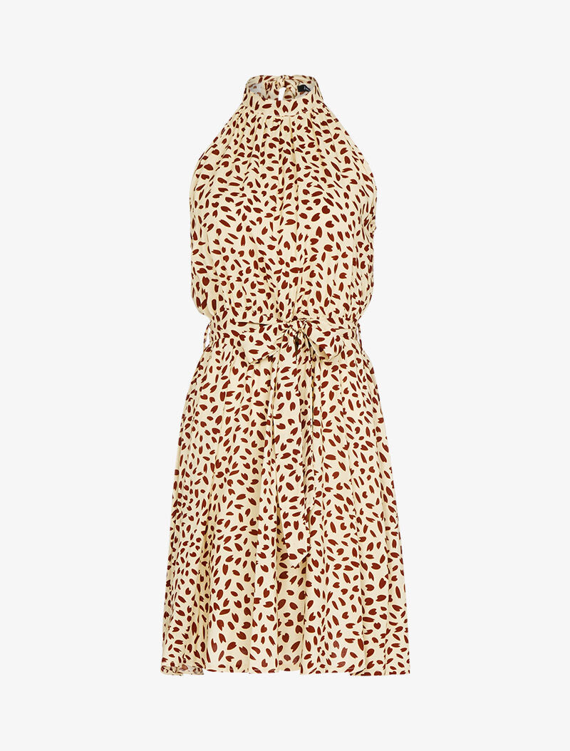 Robe cintrée à col américain - beige - 2
