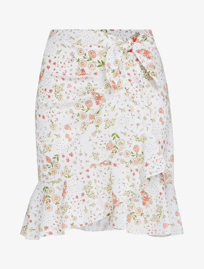Jupe fleurie style portefeuille - blanc - 2