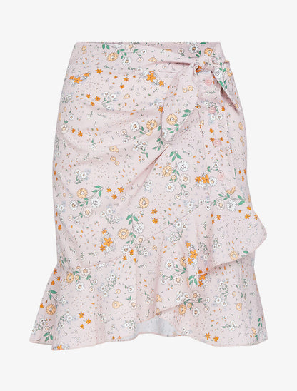 Jupe fleurie style portefeuille - rose - 2