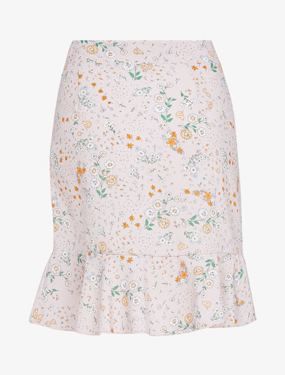 Jupe fleurie style portefeuille - rose - 3