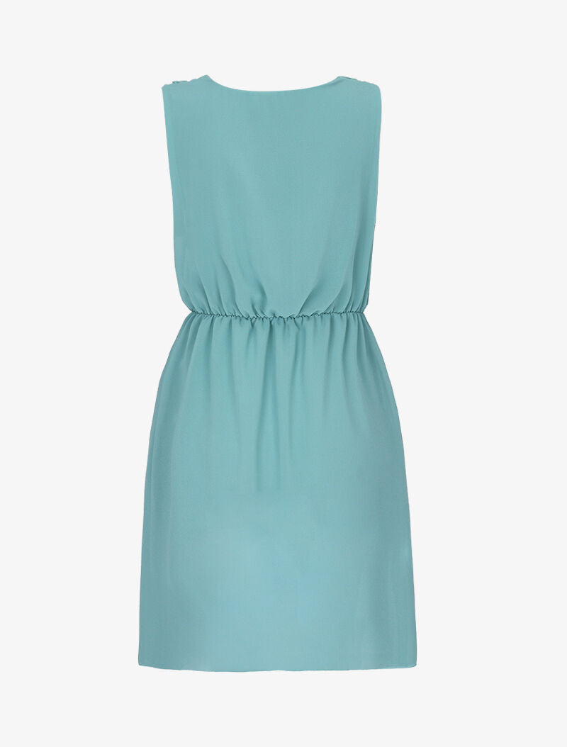 Robe en voile à col bénitier - turquoise - 2