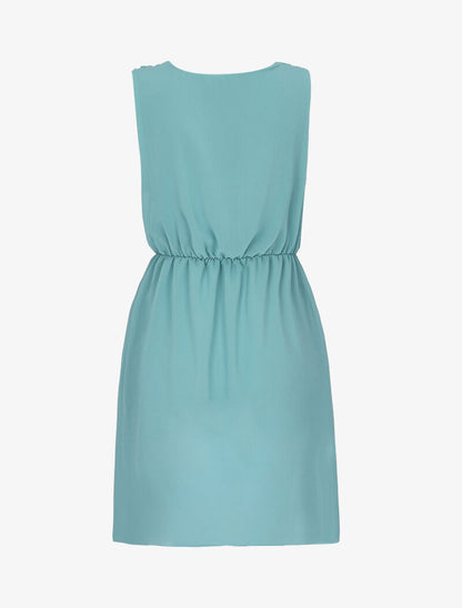 Robe en voile à col bénitier - turquoise - 2