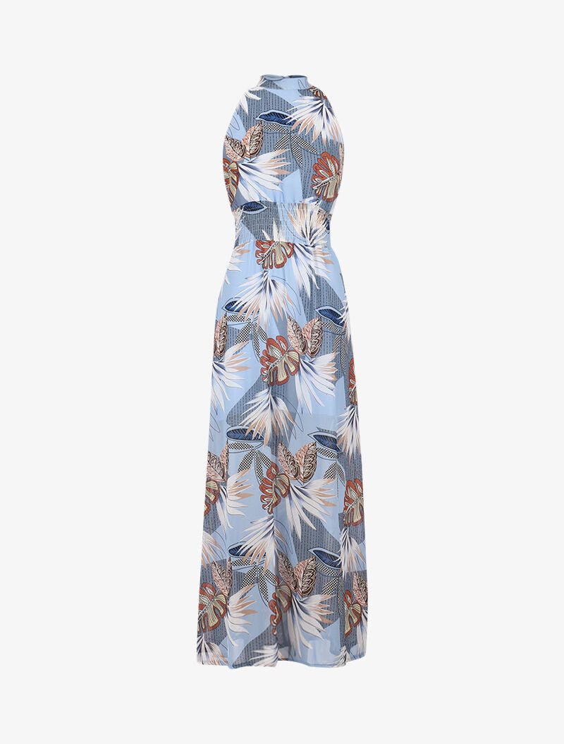 Robe longue ajourée à imprimés - bleu ciel - 4