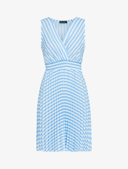 Robe imprimée et gaufrée - bleu ciel - 1