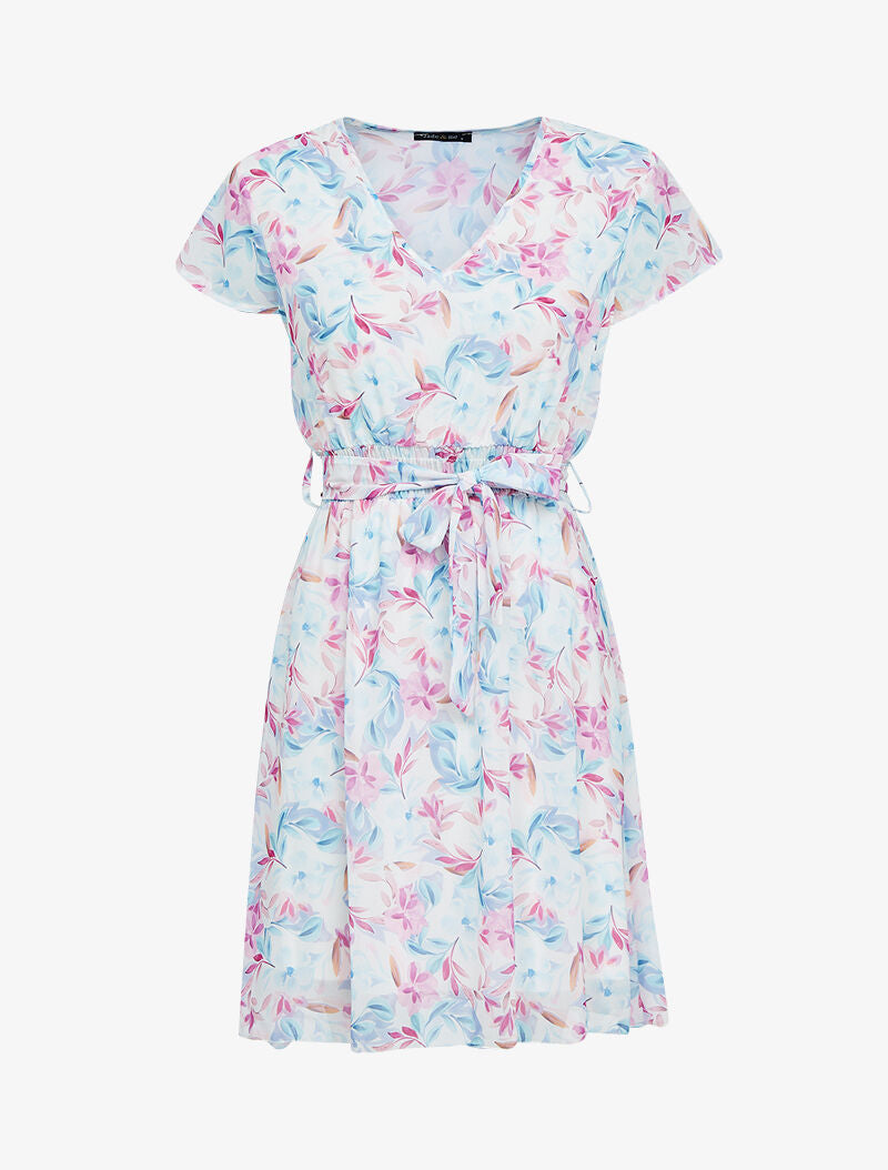 Robe imprimée en voile - ecru - 1