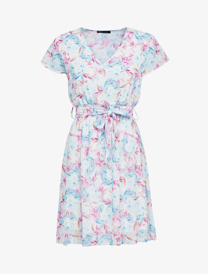 Robe imprimée en voile - ecru - 1
