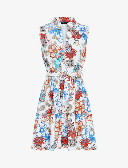 Robe patineuse à imprimé floral graphique - blanc - 1