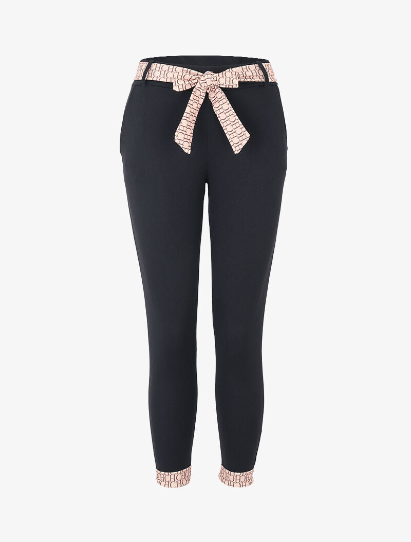 Pantaloni 7/8 con bordi stampati - nero