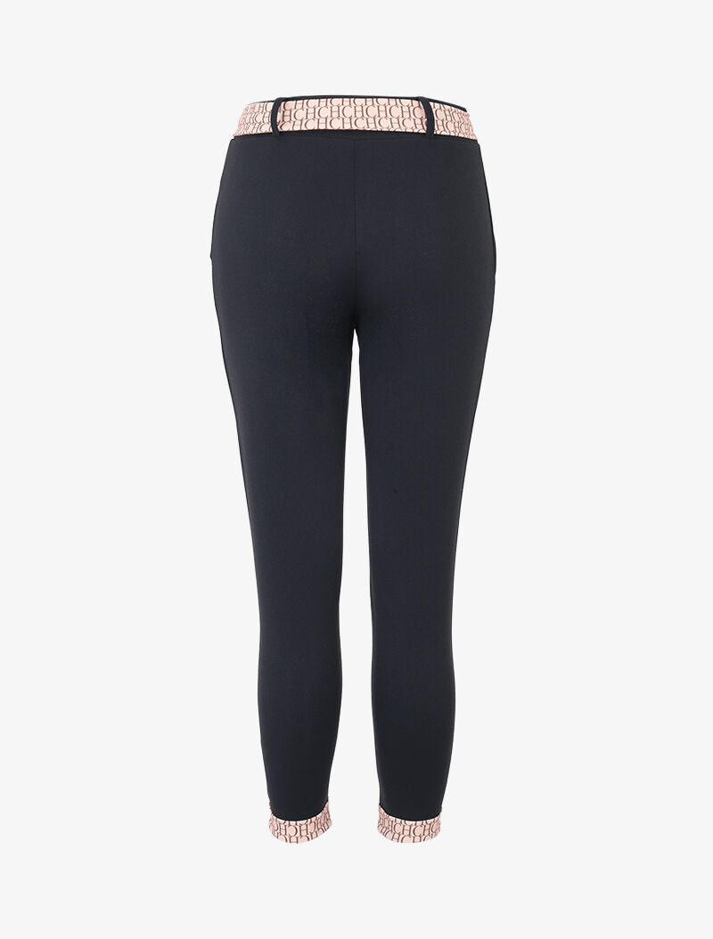 Pantaloni 7/8 con bordi stampati - nero