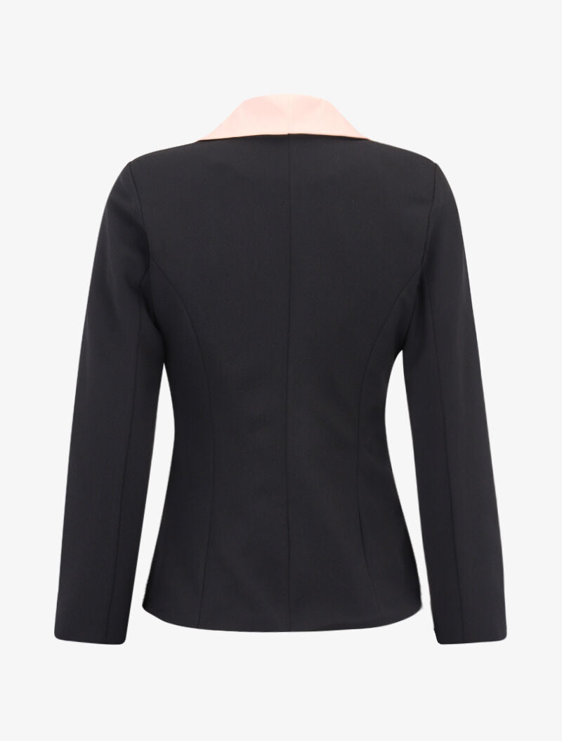 Blazer à encolure et poches contrastantes - noir/rose - 2