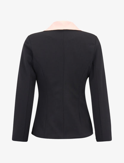 Blazer à encolure et poches contrastantes - noir/rose - 2