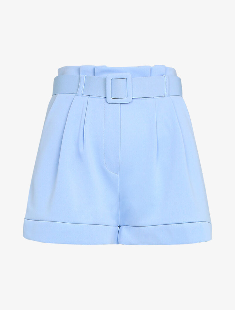 Short uni ceinturé - bleu ciel - 3