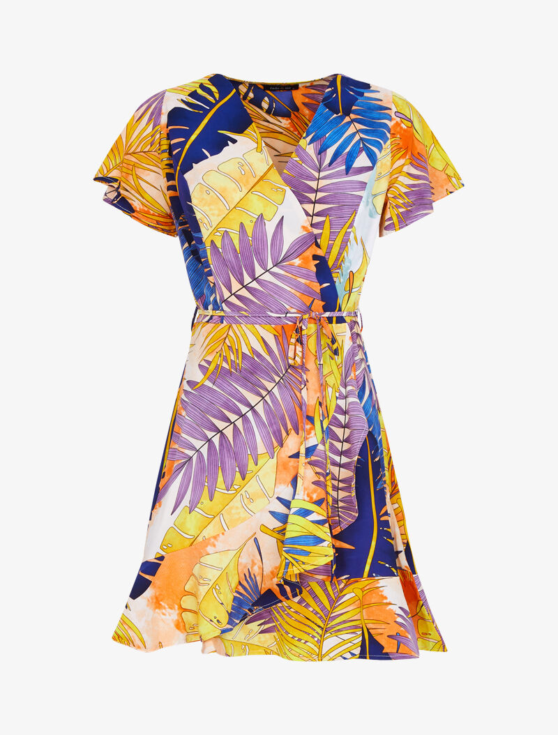 Robe style portefeuille à imprimé estivale - orange - 2