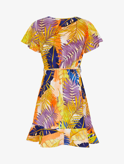 Robe style portefeuille à imprimé estivale - orange - 3