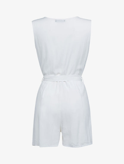 Combishort fluide à boutonnière argentée - blanc - 2