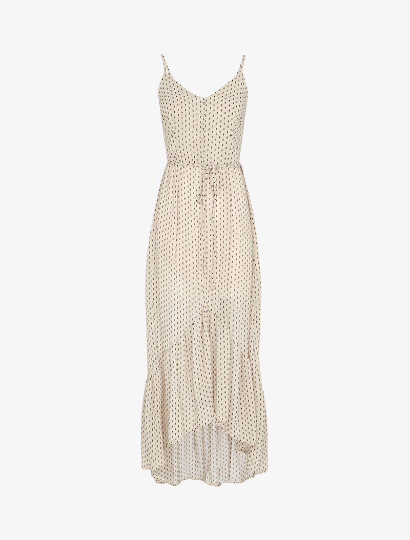 Robe longue à volant imprimé losanges - beige - 2