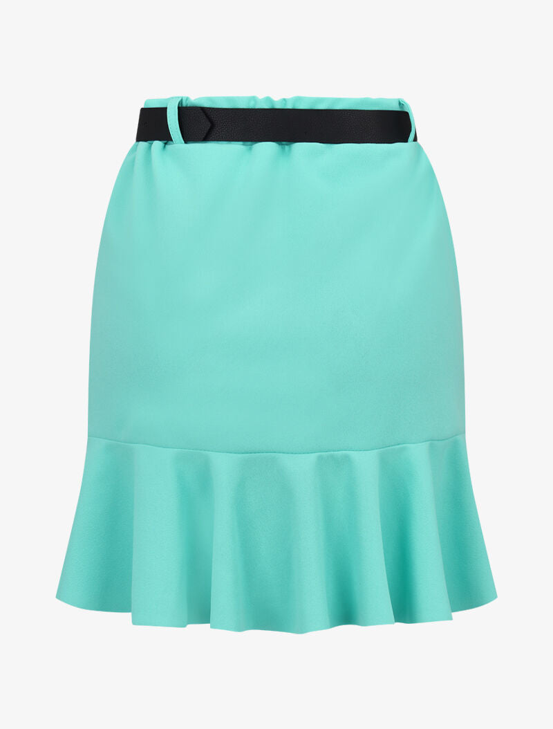 Jupe volantée avec ceinture simili - vert menthe - 3