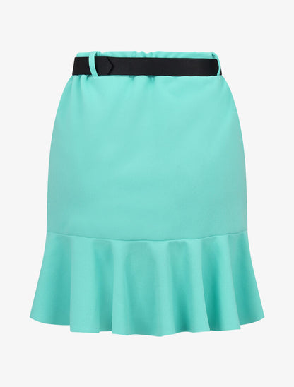 Jupe volantée avec ceinture simili - vert menthe - 3