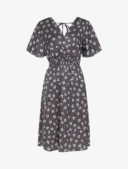 Robe satinée à imprimés - noir - 1