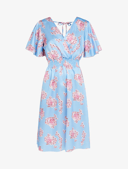 Robe satinée à imprimés - bleu ciel - 1