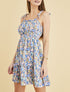 Robe imprimée à col carré - bleu - 1