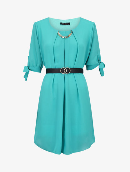 Robe en voile à détail chaîne - vert menthe - 3