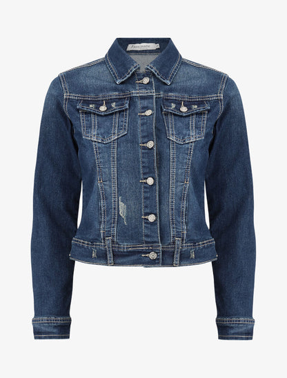 Veste courte délavée à détails d&