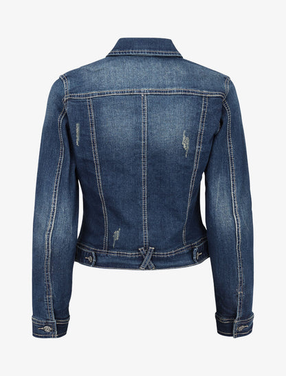 Veste courte délavée à détails d&
