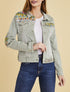 Veste en jean ornée de sequins et broderie - kaki - 4