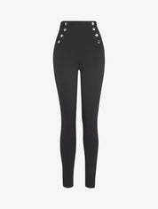 Pantalon taille empire à boutonnière - noir - 3