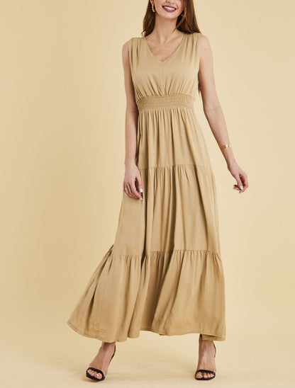 Robe longue sans manches - camel - 1
