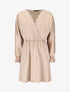 Robe satinée à décolleté dentelle - beige - 3