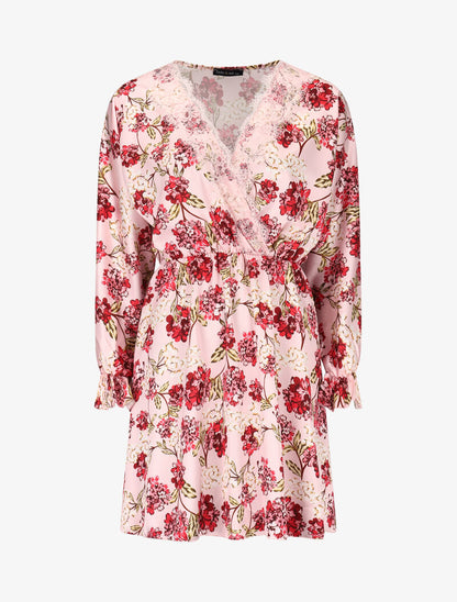 Robe satinée à imprimés - rose - 2