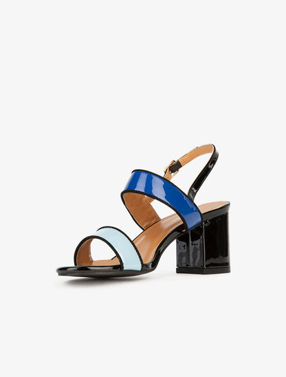 Sandales vernies à ganses assorties - bleu - 3
