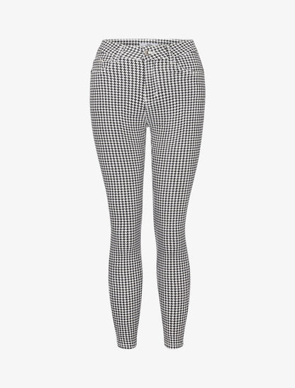 Jean 7/8 a stampa pied-de-poule - nero