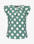 Blouse à pois à mancherons volantés - vert - 1