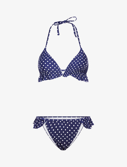 Bikini à imprimé pois - marine - 4