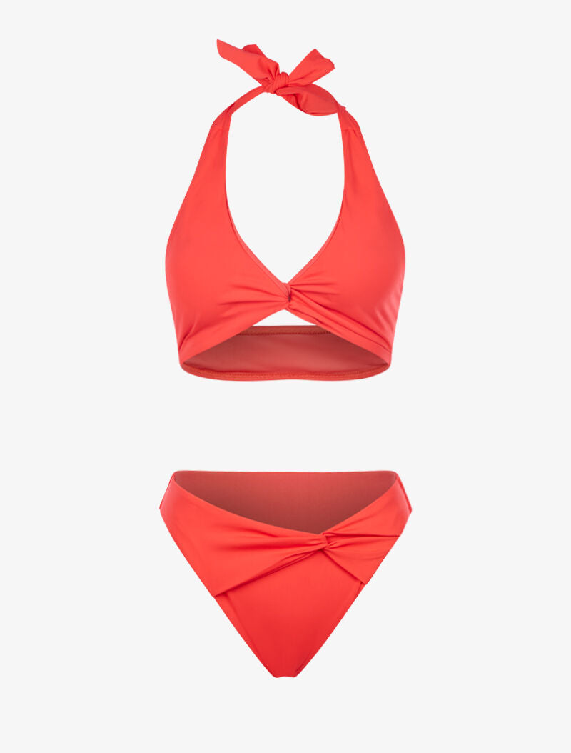 Bikini à effet torsadé - rouge - 1