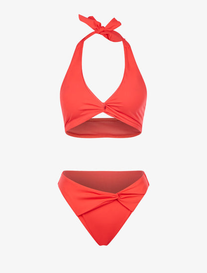 Bikini à effet torsadé - rouge - 1