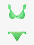 Bikini volanté et tanga - vert fluo - 1