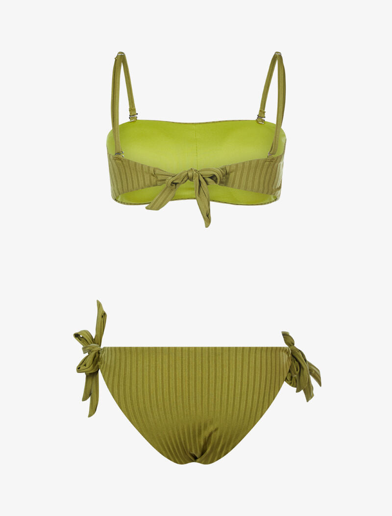 Bikini brassière côtelé - kaki - 2