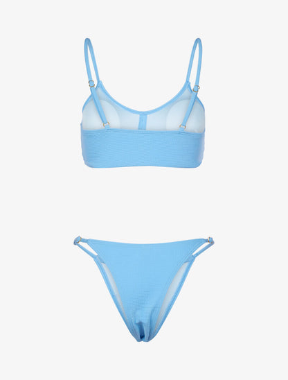 Bikini texturé et tanga - bleu ciel - 2