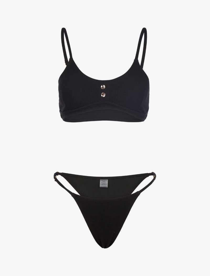 Bikini texturé et tanga - noir - 3