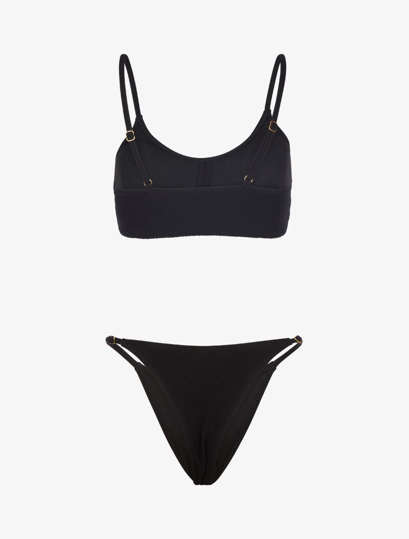 Bikini texturé et tanga - noir - 2