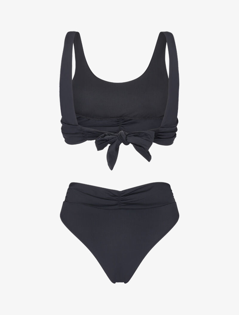 Bikini brassière à effet plissé - noir - 2