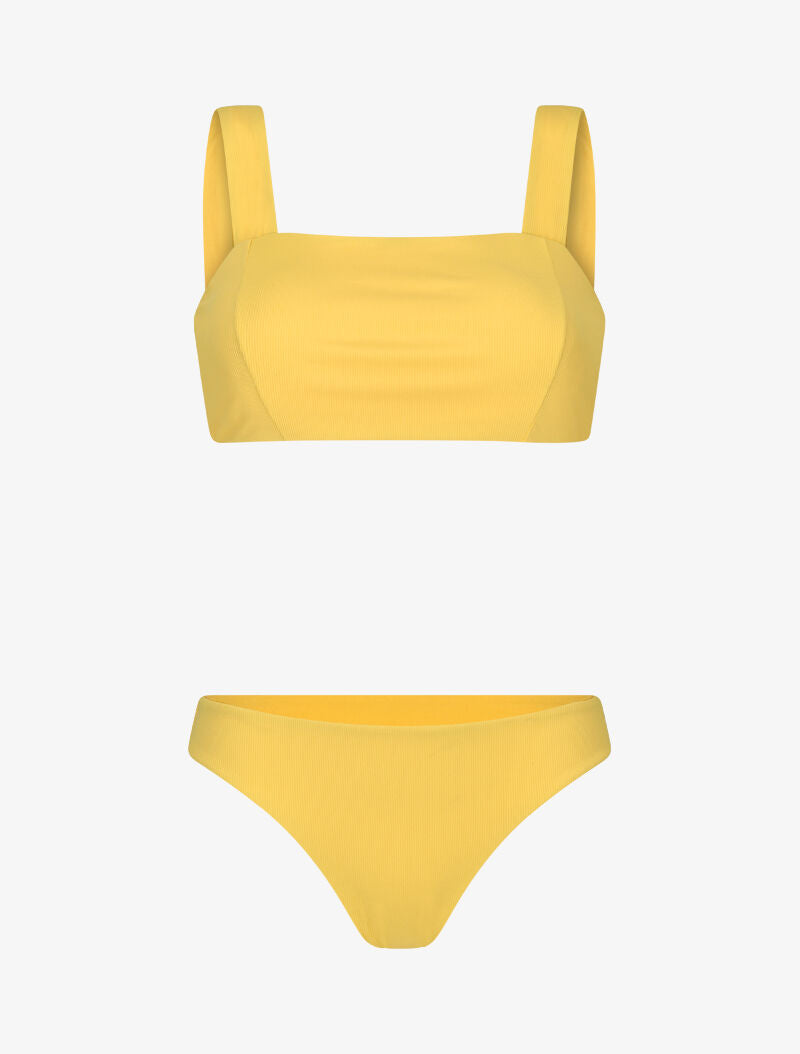Bikini bandeau côtelé - moutarde - 1