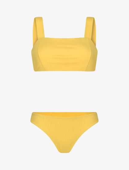 Bikini bandeau côtelé - moutarde - 1