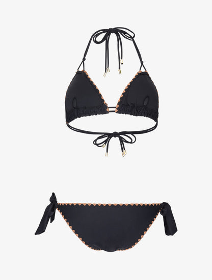 Bikini triangle empiécé coquillages - noir - 2